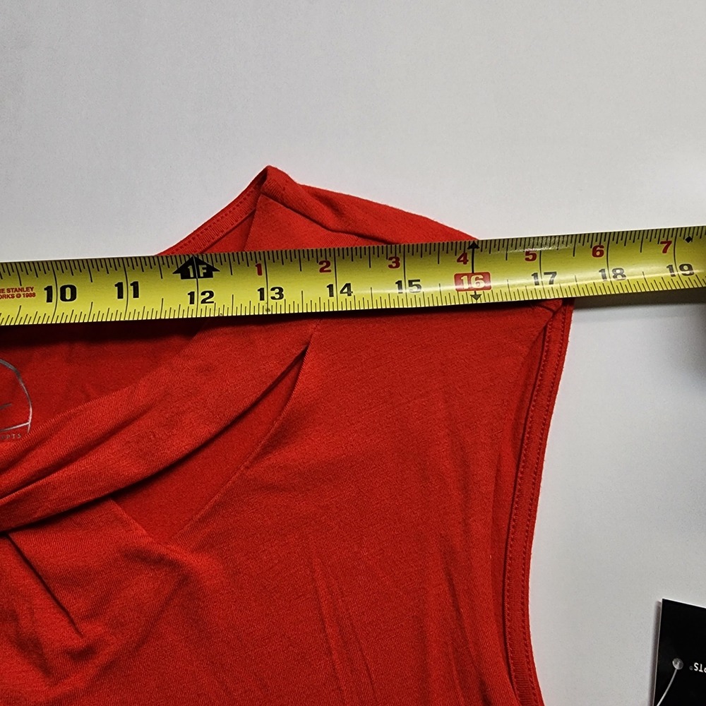 INC International Concepts Loving Red Twist Neck Keyhole Sleeveless Top Sz L NWT - Picture 7 of 9